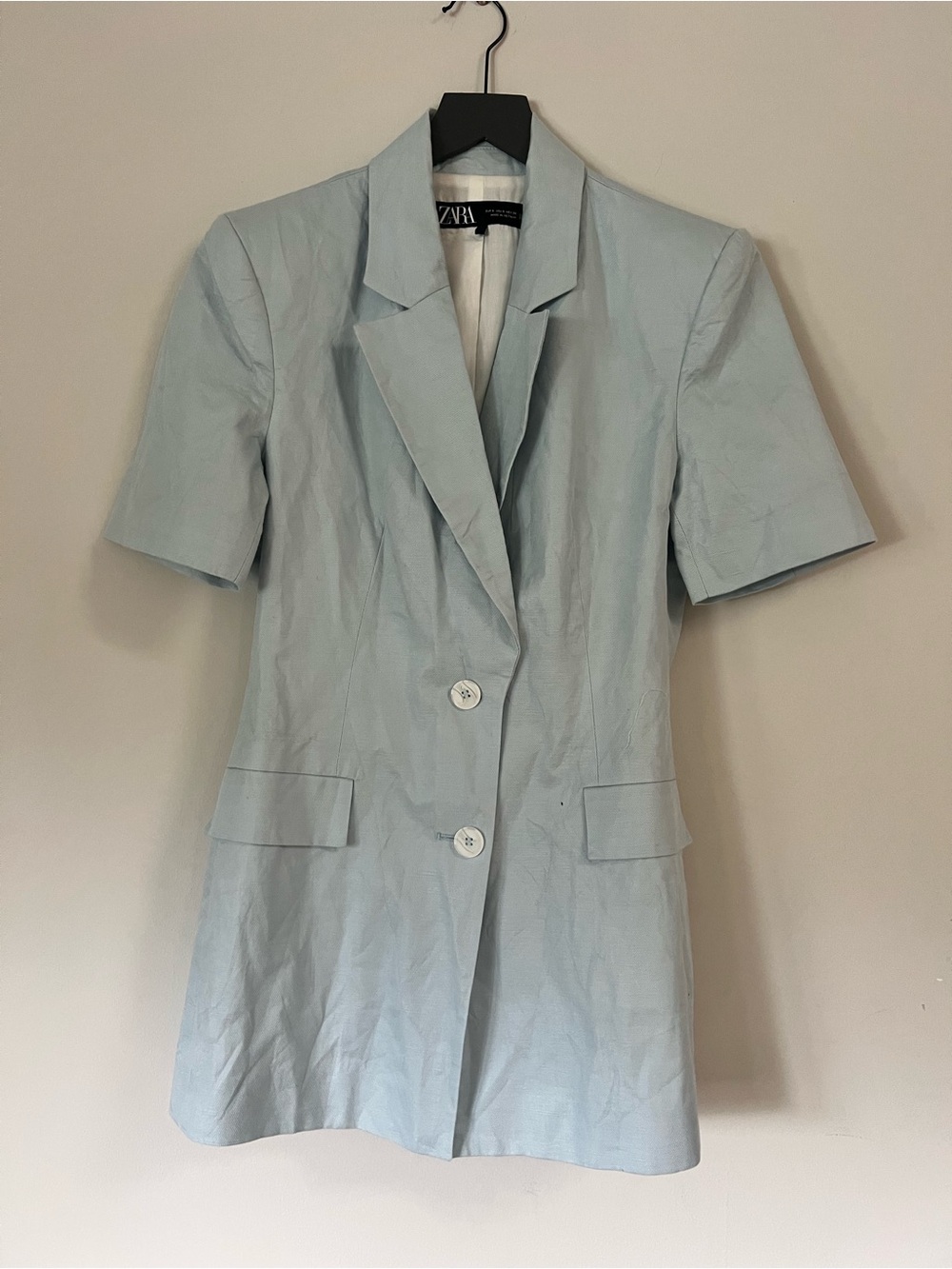 Zara Light Blue Shorts + Blazer Set